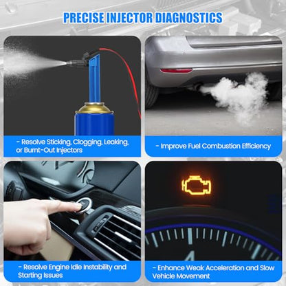 Bluetooth Universal Fuel Injector Tester and Cleaner Kit, 4 Pulse Modes, Bluetooth & APP Control, Compatible with Any Fuel Pressure Tester