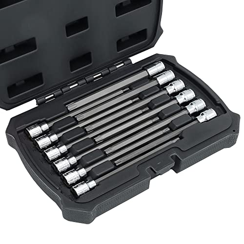 MichaelPro 12-Piece 3/8'' Drive Long Torx Bit Socket Set, T10 to T60, 6-Inch Length for Easy Reach in Deep Areas, High Torque Resistant CR-V and S2 Steel, Sturdy Storage Case Included - MP012019 - size: T10 to T60