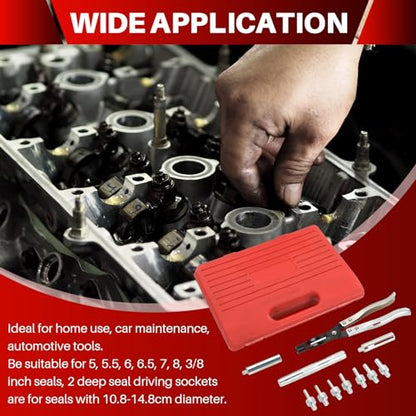 DASBET Valve Stem Seal Remover and Installer Valve Stem Seal Removal Tool Car Engine Repair Kit Set with Plier Driving Sockets, Drive Handle and Adapters