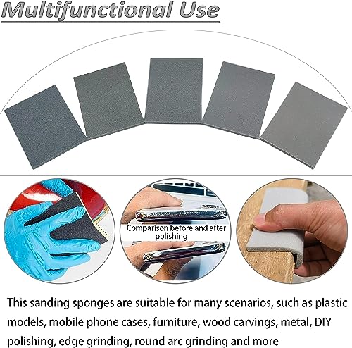 Tonmp 20 Pcs 3 x 4 Inch 600 Grit Sanding Sponge Set, Ultra Fine Sanding Sponges Pads, Soft Foam Hand Sander Block Wet Dry Sandpaper for Model Drywall Metal Wood Furniture Polishing (600 Grit) - style: 600 Grit