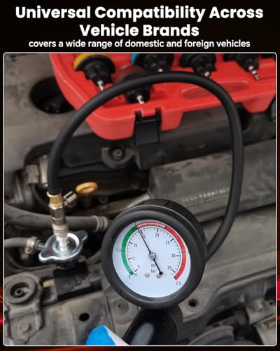 ATPEAM 18pcs Radiator Pressure Pump Cooling System Car Leak Tester Detector Tool Water Tank Adapter Auto Coolant Vacuum Purge Head Gasket - size: 18pcs