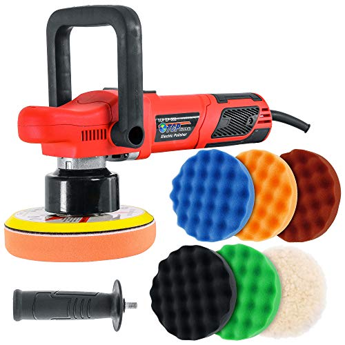 TCP Global EP-502-6" Variable Speed Random Orbit Dual-Action Polisher with Waffle Foam & Wool Pads - Professional Auto Paint Buffing & Polishing Kit