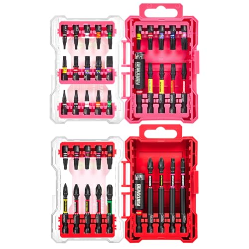 Geinxurn 40Pieces Impact Screwdriver Bits Set, Magnetic S2 Steel Phillips/Square/Torx Insert Power Bits Tips,Impact Bit Holder with Storage Box Case - style: 40pcs-Rd/Pk
