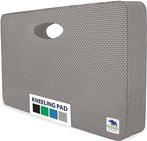 RUGGED RHINO Heavy Duty Patent Pending Kneeling Pad, Shock Absorbent Thick Knee Pads, Holds Up to 300 lbs, Protect Knees from Hard Concrete Surfaces, For Mechanics, Yard Gardening, Gym, Slate Gray - color: Slate Gray