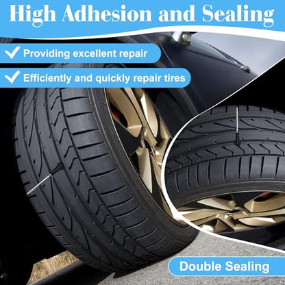 Tire Repair Patch Plug Kit, 24P Mushroom Tire Plug Patch | with Hex Shank Drill Bit for Car (1.41" / 1.81" / 2.36")