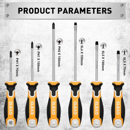 6-Piece Magnetic Screwdrivers Set, 3 Phillips and 3 Slotted Tips Professional Cushion Grip Screwdriver Set - style: 6-Piece Magnetic Screwdriver Set