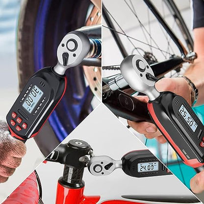 VANPO 1/4 Inch Digital Torque Wrench, 1.1-22.1 Ft-lbs/1.5-30Nm, with Preset Values, 2% Accuracy, Buzzer and LED Notification, Small Electronic Torque Wrench for Bicycles | 1.5-30 N.m Electronic Torque Wrench Set with Preset Values, 2% Accuracy, Buzzer and