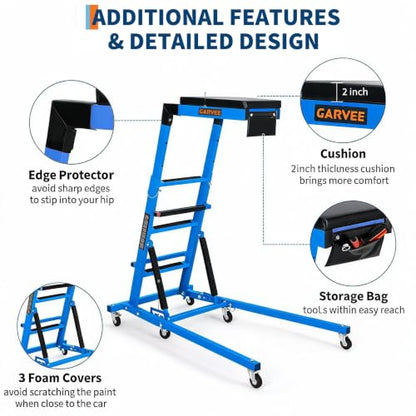 Garvee Automotive Top Side Creeper, 400 LBS, Blue | 48-68Inch Adjustable Height, 6 Swivel Casters, Foldable, Heavy Duty, For Garage & Auto Shop Repair - color: Blue