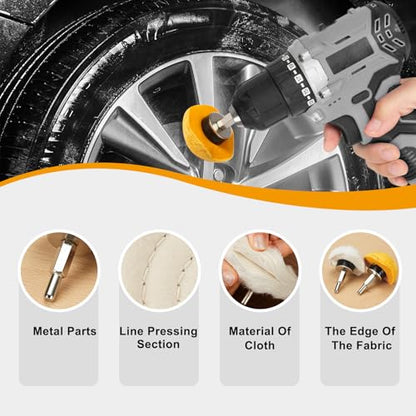 26pcs Buffing Wheel Kit for Drill – Different Size and Density Polishing Buffing Wheels – Perfect for Car Detailing, Jewelry, DIY Buffing & Finishing– 1/4" Shank Fits Most Drills - size: 26PCS