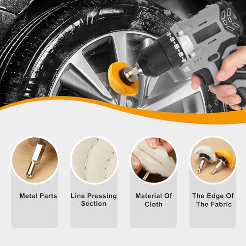 26pcs Buffing Wheel Kit for Drill – Different Size and Density Polishing Buffing Wheels – Perfect for Car Detailing, Jewelry, DIY Buffing & Finishing– 1/4" Shank Fits Most Drills - size: 26PCS