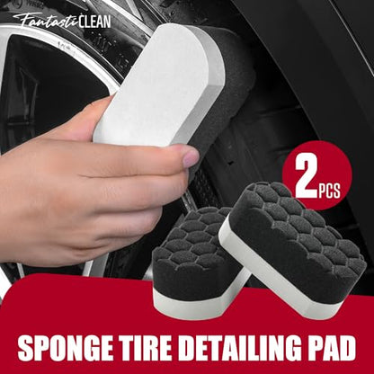 Fantasticlean 7PCS Wheel Tire Brush Kit for Car Detailing Cleaning | Tire Brush, Soft Rim Brush, Bendable Wheel Cleaner Brush for Cleaning Wheels, Double-Ended Detailing Brush, Applicator Pads - size: 7PCS-WDK004