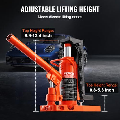 VEVOR Hydraulic Jack, 2.5 Ton Toe Lift, 5 Ton Top Lift, 0.8-5.3 in Toe Height, 8.9-13.4 in Top Height, Air Hydraulic Claw Jack for Machinery, Industry - size: 2.5-5 ton