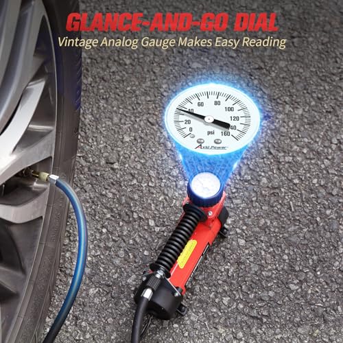 AVID POWER 12V DC Tire Inflator Portable Air Compressor, Compact Air Pump w/Copper Motor, Easy Operation 12V Tire Pump w/Carrying Case & 3 Adapters (Red)