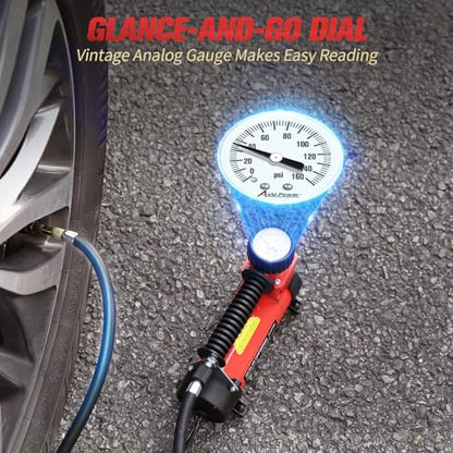 AVID POWER 12V DC Tire Inflator Portable Air Compressor, Compact Air Pump w/Copper Motor, Easy Operation 12V Tire Pump w/Carrying Case & 3 Adapters (Red)