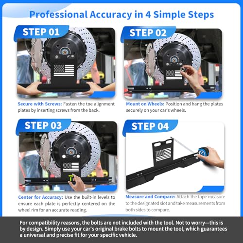 Wheel Alignment Tool, Wheel Alignment Tool Kit Without Removing Calipers, Alignment Tool with 2 Imperial Tape Measures and 2 Level Gauges for Cars, Trucks, SUVs, Jeeps, Motorhome, ATVS
