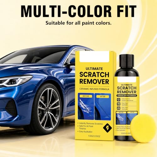 Scratch Remover,Car Paint Repair Paste for Light Scratches Ultimate Scratch Remover,Plastic Polish Scratchs Removers,Car Scratchs Repair Paste (3.38 Oz,3*Polishing Cloths,1*Cleaning Sponge) - color: 3.38 Oz,3*Polishing Cloths,1*Cleaning Sponge