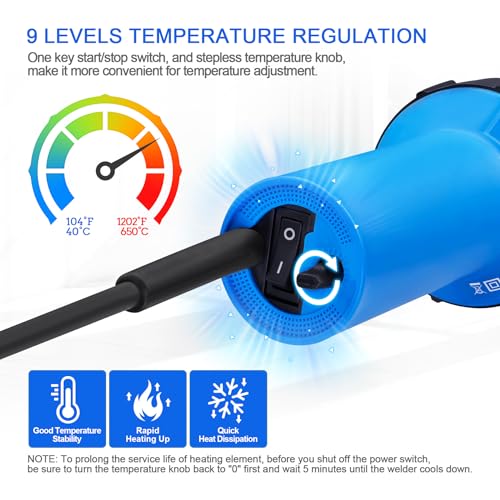 Hot Air Plastic Welder 1600W Plastic Welding Roofing Kit 110V, Vinyl PVC TPO Welding Handheld Plastic Hot Air Heat Gun Welding Torch with Various Nozzles - size: Standard Ver.