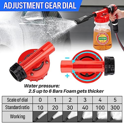 16 IN 1 Car Wash Foam Gun,Adjustable Hose Wash Sprayer for Car/Garden Clean | with 2.5 to 6 Bars Foam Blaster, Garden Hose Car Foam Sprayer, Use with 1/2” Quick Connector, Car Accessories Foam Blaster - color: White
