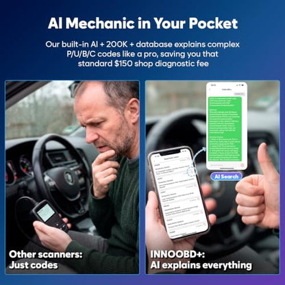 OBD2 Scanner Bluetooth Car Diagnostic Tool with 2026 AI Assistant | Bluetooth 5.1 for iphone/Android, No Subscription, ENG/AT/ABS/SRS Full System Code Reader, Vehicles 1996+ from 44 Brands
