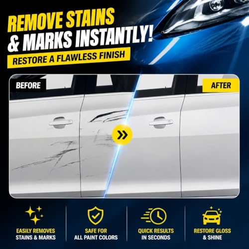 Car Scratch Remover Kit, Quick Fix Removal for Deep Scratches, All Paint Colors Polishing Compound for Cars, 100g/3.53oz (1 Set1 piece, 2 sponges, 6 nanocloths)