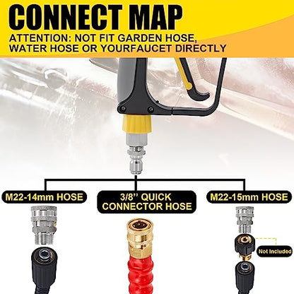 Tool Daily Foam Cannon with Pressure Washer Gun 5000 PSI, Power Washer Gun with 3/8'' Swivel Quick Connector, Adjustable Foam Blaster, M22 and 1/4 Inch Quick Connect, 1.5 Liter - size: 1.5 L