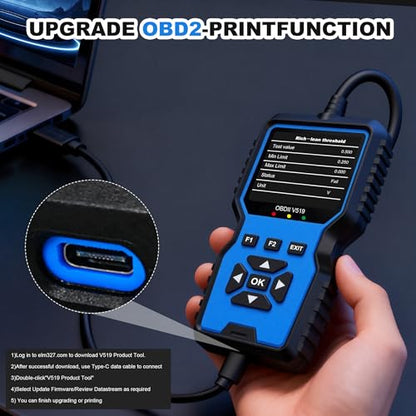 OBD2 Scanner Tool, Upgraded V519 Vehicle Code Reader for Check Engine Light Clear Fault Codes, Live Data Professional OBDII Scan Tool for 1996 OBD2 Protocol Vehicle, Blue