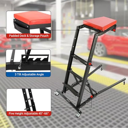 Garvee Automotive Engine Creeper, Adjustable Height Engine Access Creeper with Casters for Auto Body Shop, Home, Garage, Emergency Repair and Fleet Maintenance