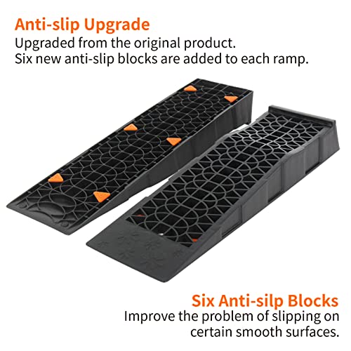 OULEME Low Profile Car Service Ramp with Anti-Slip Blocks, Oil Changes& Maintenance, 2-1/2" Lifting Height, 3 Ton Truck Vehicle 2 Pack - size: L27.5" (2 PACK)