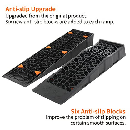 OULEME Low Profile Car Service Ramp with Anti-Slip Blocks, Oil Changes& Maintenance, 2-1/2" Lifting Height, 3 Ton Truck Vehicle 2 Pack - size: L27.5" (2 PACK)