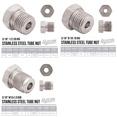 4LifetimeLines – 3/16" x 25' Stainless Steel Brake Line Kit | 316L Marine-Grade Tubing with 16 SAE Fittings | Corrosion & Rust Resistant | 15,310 PSI | Universal Fit for Cars & Trucks - size: 3/16 x 25 Kit