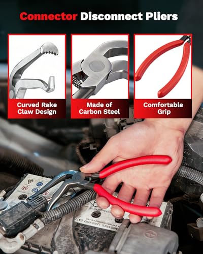 Saker Electrical Disconnect Pliers Electrical Connector Removal Tool – 5PCS Automotive Hose Clamp Tool Set for DIY Car Owners, Safe Electrical Connector Removal, Tight Engine Bay Repair & Maintenance - size: 5PCS
