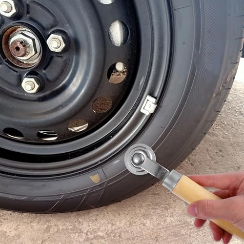2 Pcs Tire Patch Rollers Wooden Handle for Auto Repair, Single Head Design for Even Pressure Application and Smooth Rolling, Tire Repair Patch Tool for Car Maintenance