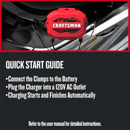CRAFTSMAN 1.5A Car Battery Charger & Maintainer, 6V/12V – CMXCESM259 - size: (Pack of 1)