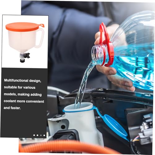 ABOOFAN Coolant Radiator Funnel Kit with Leak Switch Spill Car Funnel for Engine Oil Filling Plastic Cooling System Tool with Bright Orange Design