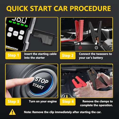 Jump Starter with Air Compressor, 7000A 26800mAh 150PSI Portable Car Battery Jump Starter (All Gas/10.0L Diesel), Jump Box Portable Jumper Cables with 3.4" LCD Display, 2 Lights