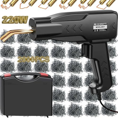 220W Plastic Welder, 2000PCS Staples Plastic welding Kit, Custom Carry Case Plastic Welder Kit, Super Powerful Fast Precise Portable Plastic Repair Kit, Hot Stapler Bumper Repair Kit - color: Black