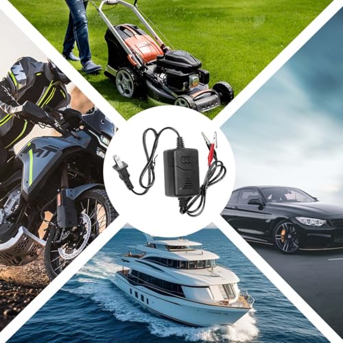 12V 1300mA Car Sealed Lead Acid Battery Charger, Automatic Trickle Charging Maintainer with Short Circuit Protection, SLA Auto Battery Charger, Universal for Truck RV Motorcycle