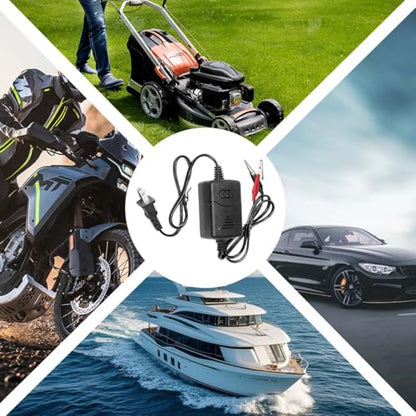 12V 1300mA Car Sealed Lead Acid Battery Charger, Automatic Trickle Charging Maintainer with Short Circuit Protection, SLA Auto Battery Charger, Universal for Truck RV Motorcycle