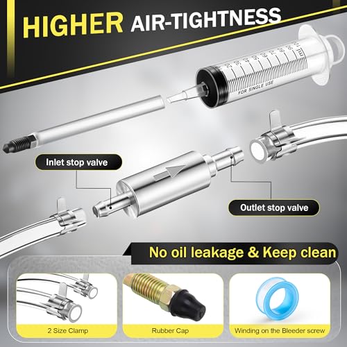 Meonum 2 Pack Brake Bleeder Kit, Hydraulic Disc Clutch Bleeding Kit 100ML 50cm Hose Oil Fluid&Brake Bleeder Hose with One Way Check Valve for Hydraulic System Bleeding, Quads System Repair Maintenance