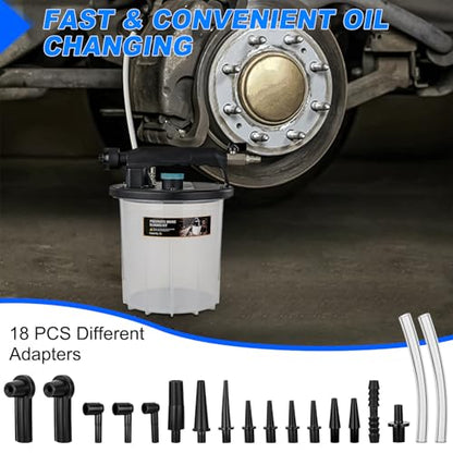GOOACC Brake Bleeder Kit 3L Pneumatic Brake Bleeder Vacuum Pump One Person Brake Clutch Pressure Bleeder Flush Kit with 3L Fluid Extractor 1L Refilling Bottle 18PCS Adapters Brake System Bleeding Tool - size: 3L Pneumatic