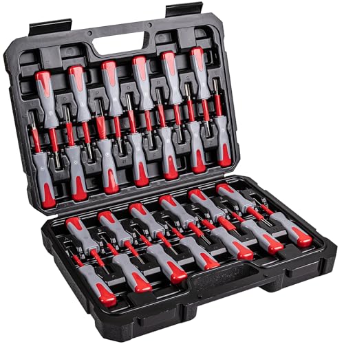 Gickbussu 26PCS Terminal Removal Tool Kit Universal | Fits automotive wire connectors, electrical pin release tool for mechanics, titanium, non-slip, case