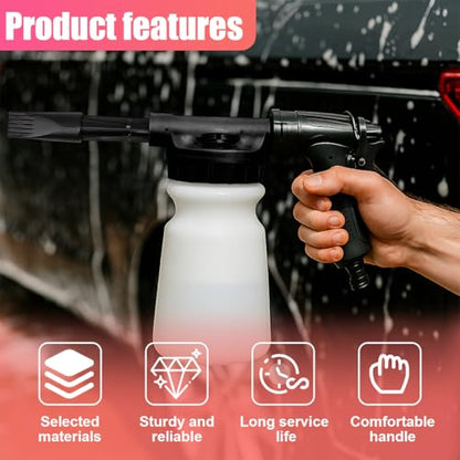 YoRise Car Wash Foam Gun, Adjustable Foam Cannon for Hose, Car Wash Sprayer with 6 Levels of Foams Concentration, Car Washing Soap Sprayer Connect to Any Garden Hose (Black) - color: Black