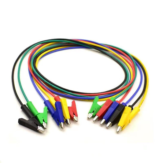 zhenyu 5Pcs 14 Gauge Jumper Wires Alligator Clips Heavy Duty Silicone Test Leads with Insulators Clips for Electrical Testing 5 Colors 6.6ft/2m - color: 5Pcs-6.6ft
