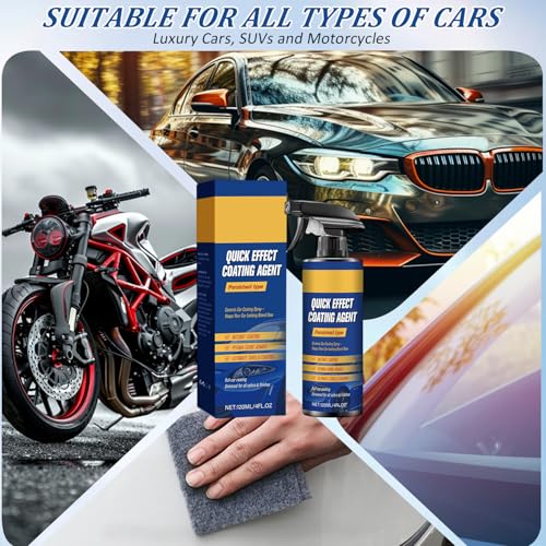 Advanced Car Quick-Acting Coating Agent Spray, Scratch Wax Polish Waterless Wash, Quick Effective Coating Spray, Car Coating Sprays Cleaning Kit, Oil Film Emulsion Glass Cleaner