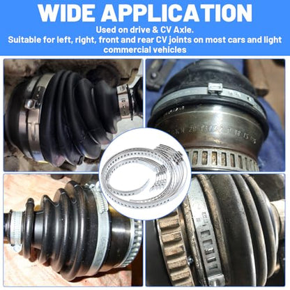 Axle Boot Clamp Tool, with 20 PCS 304 Stainless Steel Single Ear Hose Clamp, Drive Shaft CV Axle Boot Clamps Removal and Installation Tool (10pcs Small+ 10pcs Large)