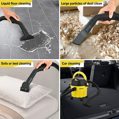 Wet-Dry Vacuum, 3-in-1 Portable Shop Vacuum Cleaner with 2 Peak HP Power Suction, Lightweight Wet Dry Vacuum with Blower & Wall Mount Design for Car, Pet Hair, Hard Floor - size: 1000W--4.5M