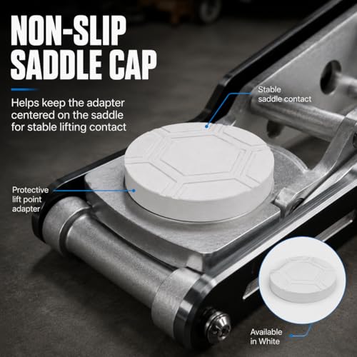 White SplashNColor Jack Pad for Daytona 1.5 Ton Aluminum Race Jack – Protective Lift Point Adapter | Non-Slip Saddle Cap | Prevents Frame Scratches Dents and Paint Damage
