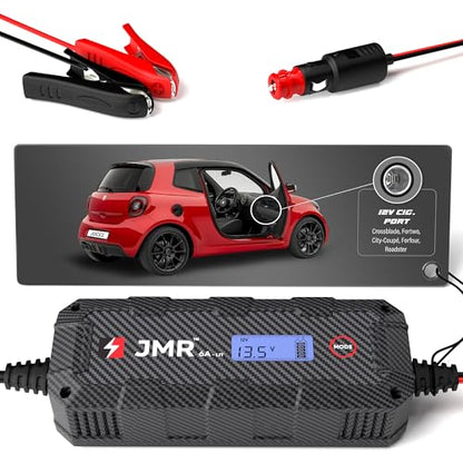 JMR 12V Battery Charger for Smart, 12V Cig. Port, Add Lithium Mode | Trickle Charger Conditioner Maintainer For Crossblade Fortwo City-Coupé Forfour Roadster All Models - size: Add Lithium Mode