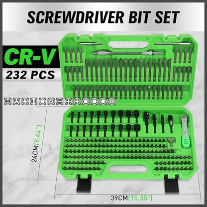 SWANLAKE 232-Piece Ultimate Screwdriver Bit Set, Cr-V Impact Driver Bit Set, Includes Security Bits, Nut Driver, Ratchet Wrench and Bits Holder - style: Multi-Used Version