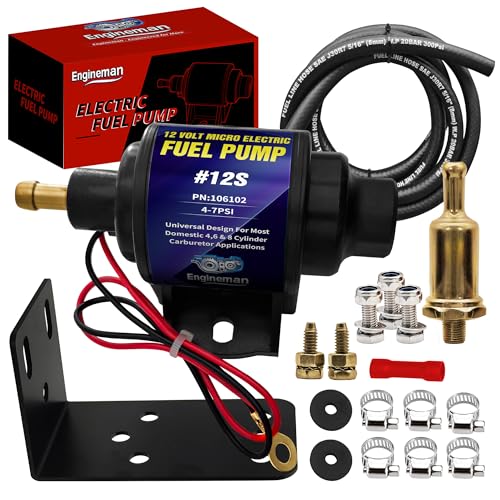 Micro Electric Gasoline Fuel Pump Universal with 5/16 Inch (8mm) ID Fuel Line Hose 6.56FT 12V 1-2A 35GPH 4-7 P.S.I. Operating Fuel Pressure - color: 4-7PSI 35 GPH for Gasoline+ 6.56FT Fuel Line